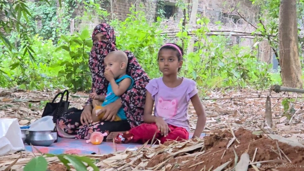 Widow Takes Shelter Beside Husband’s Grave with Two Children in Gazipur